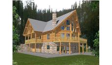 Log Home Plans Front Elevation.