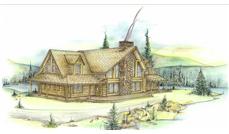 Log houseplans front elevation image.