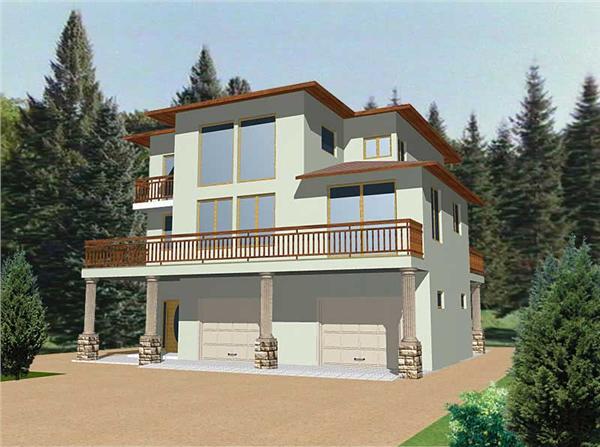 This image shows the Modern style for this set of house plans.