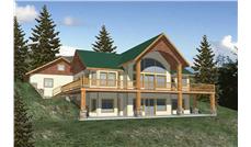 Log Home Plans Front elevation.