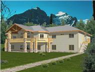 Log Cabin Home Plans Front elevation.