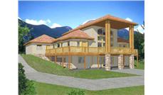 Log Houseplans Front Elevation.