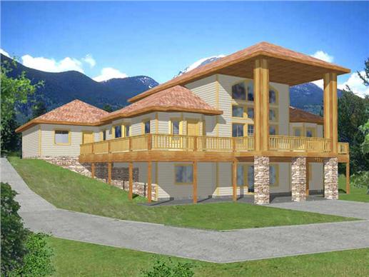 Log Houseplans Front Elevation.
