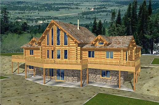 Log Homeplans Front Elevation.