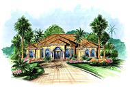 Mediterranean house plans color elevation.