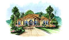 Mediterranean house plans color elevation.