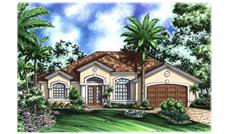 Mediterranean Homeplans WDGG1-2208-G color elevation.
