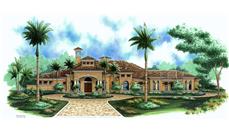 This image shows the Mediterranean style for this set of home plans.