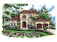 This image shows the Mediterranean style for this set of house plans.