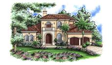 This image shows the Mediterranean style for this set of house plans.