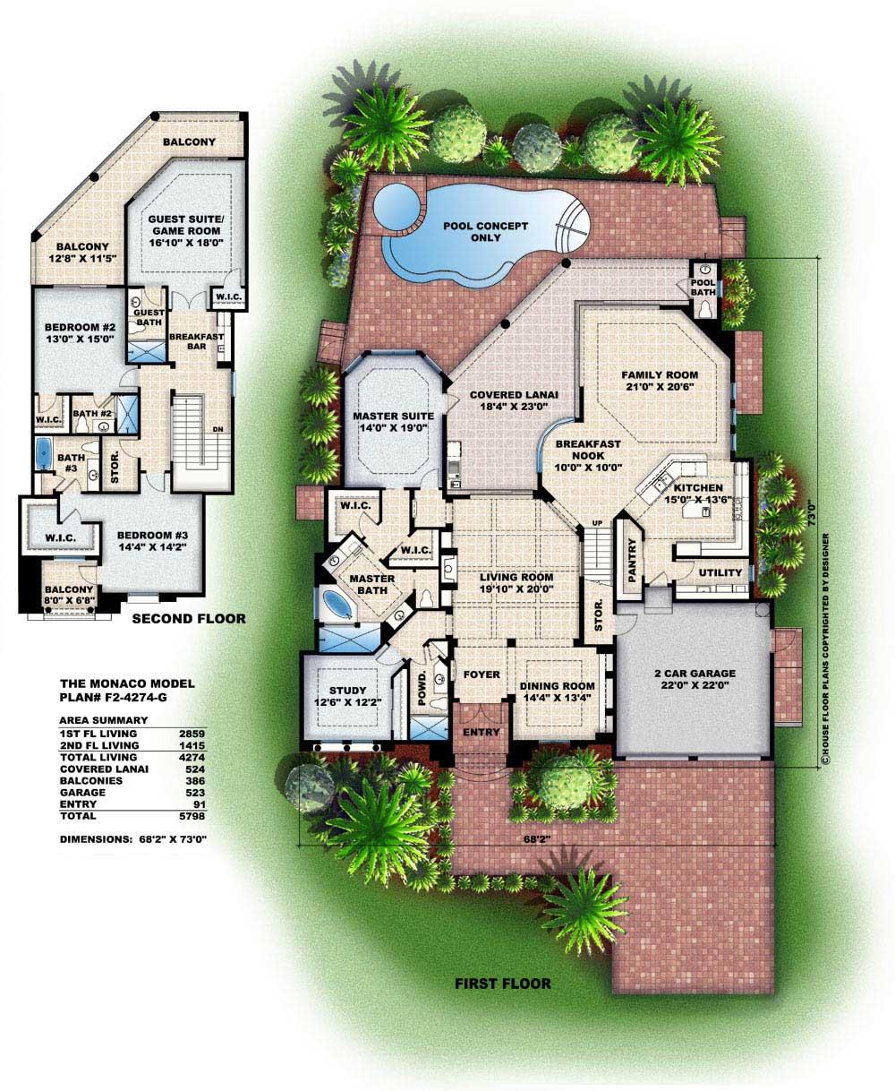 Floor Plans for this Mediterranean set of house plans.