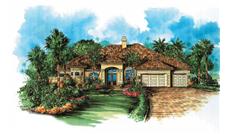 Mediterranean House Plans color elevation.