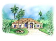 Mediterranena House Plans color front elevation.
