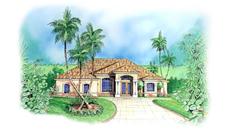 Mediterranena House Plans color front elevation.