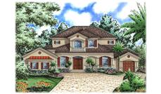Mediterranean House Plans front elevation.