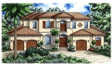 This image shows the Mediterranean style for these house plans.