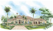 This image shows the Mediterranean style for this set of home plans.