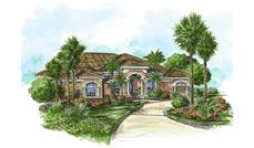 This image shows the Mediterranean style for this set of house plans.