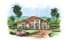 Mediterranen House Plans color rendering.