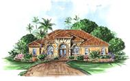 Mediterranean House Plans color elevation.