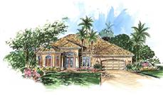 Mediterranean Homeplans WYNHAM color elevation.
