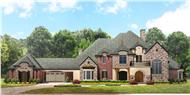 Luxury house plans front rendering.