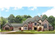 Luxury house plans front rendering.