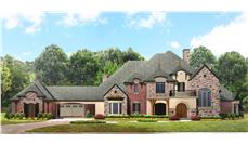 Luxury house plans front rendering.