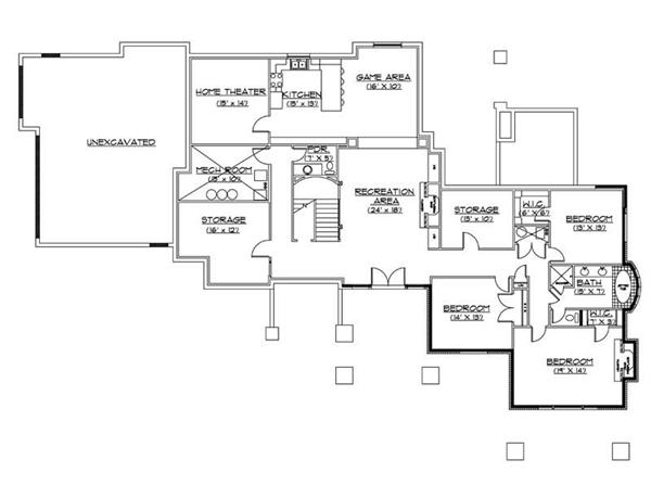 House Plan VH-R3102b Basement Floor Plan