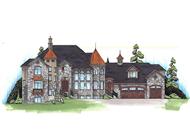 Luxury house plans TS5561 color front rendering.