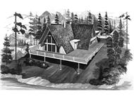 This is a black and white rendering of these great Vacation Home Plans # 17282