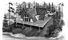 This is a black and white rendering of these great Vacation Home Plans # 17282