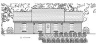 This is the front elevation of these Country Ranch Home Plans.