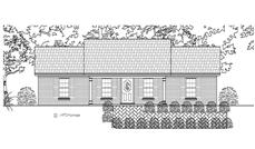 This is the front elevation of these Country Ranch Home Plans.