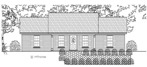 This is the front elevation of these Country Ranch Home Plans.