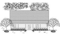 This is a black and white rendering of these Ranch House Plans,