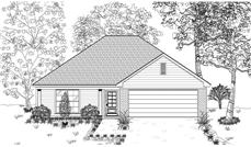 This is the black and white front elevation for these Small House Plans.