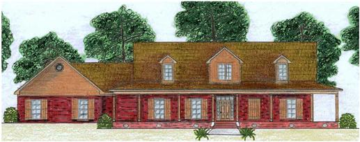 This is a colored rendering of these Country Home Plans.