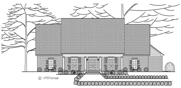 This is a black and white rendering of these Traditional Homeplans.