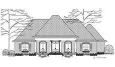 This is a black and white rendering of these French Country House Plans,