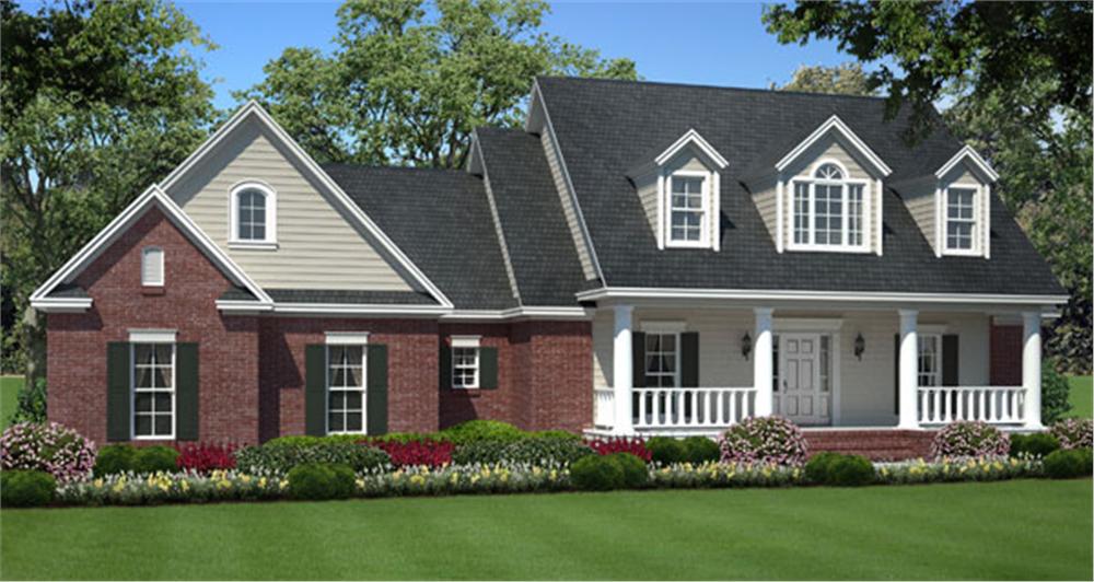 141-1007 house plan front rendering