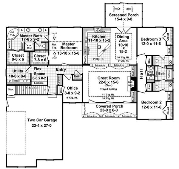 Floor Plan First Story for Country House Plans # HPG-2216