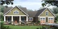 This is the front elevation for these Craftsman House Plans.
