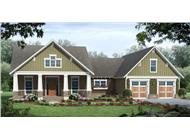 This is the front elevation for these Craftsman House Plans.