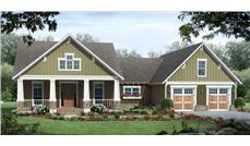 This is the front elevation for these Craftsman House Plans.