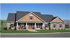 This is the front elevation for these Traditional House Plans.