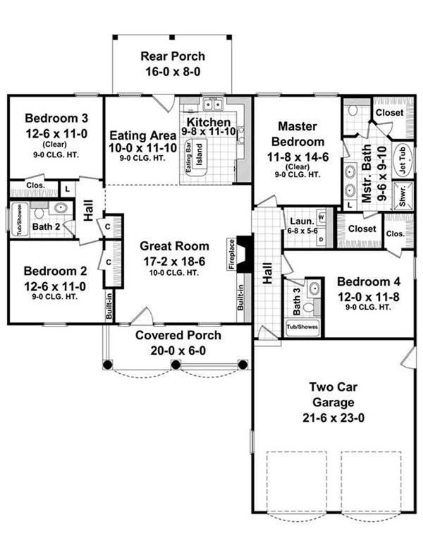 House Plan HPG-1750-1 Main Floor Plan