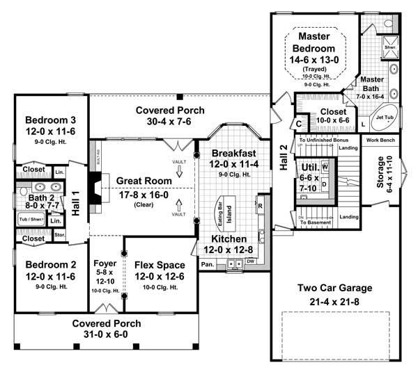 Floor Plan First Story for Country Home Plans # HPG-1879