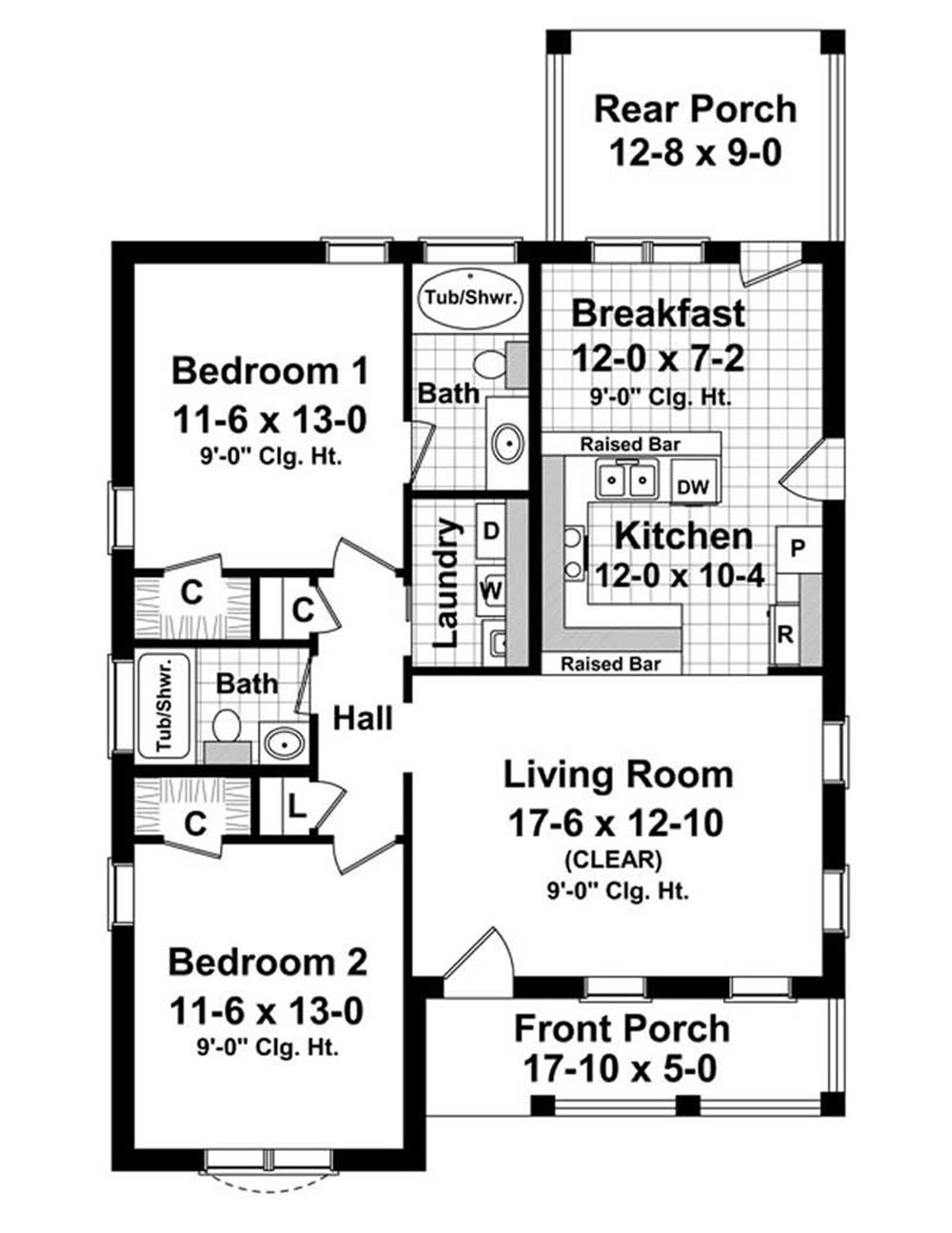 House Plan HPG-1100-1 Main Floor Plan