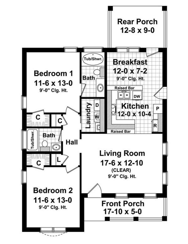 House Plan HPG-1100-1 Main Floor Plan